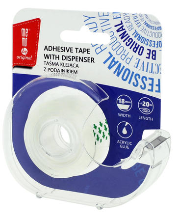 Taśma klejąca MemoBe 18mm x 20m z podajnikiem blister