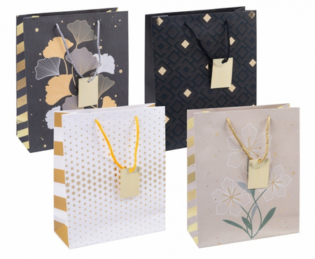 Torebka na prezenty DONAU HOME, laminowana, 25x30x10cm, całoroczna, sznurek, mix wzorów