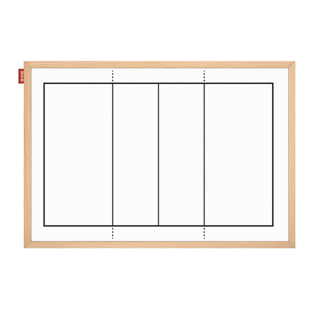 Tablica taktyczna MEMOBE, such-mag biała, boisko do piłki siatkówki, rama drewniana, 60x40 cm