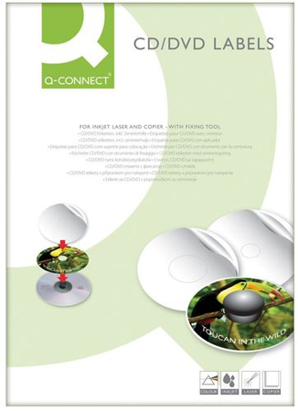 Etykiety na płyty CD/DVD Q-CONNECT, średnica 117mm, okrągłe, białe