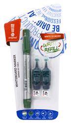 Marker do tablic suchościeralnych MEMOBE + 2 ampułki z zapasowym tuszem, okrągła końcówka, kolor zielony