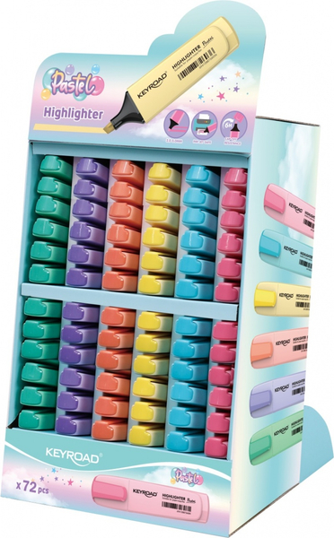 Zakreślacz KEYROAD Fluo, 72 szt., display, mix kolorów