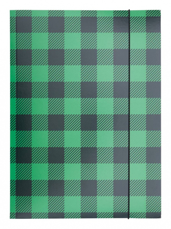 Teczka z gumką OFFICE PRODUCTS, karton/lakier, A4, 320gsm, 3-skrz., mix kolorów w kratę
