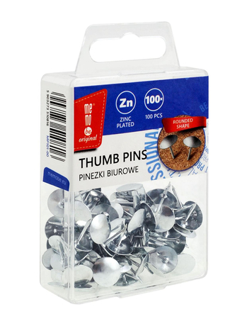 Pinezki srebrne MemoBe 100 szt. kaseta