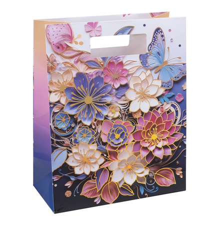 Torebka na prezenty DONAU HOME, laminowana, 26x32,5x10cm, całoroczna, z rączką, mix wzorów