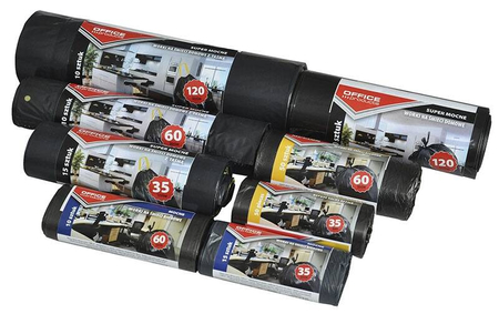 Worki na śmieci biurowe OFFICE PRODUCTS, mocne (LDPE), 60l, 10szt., czarne