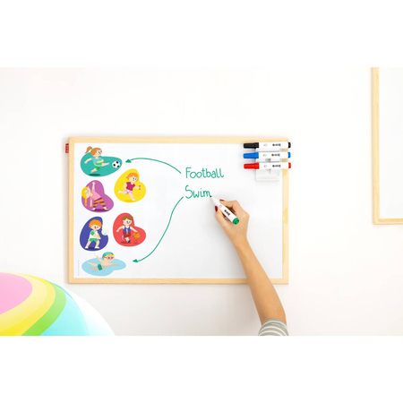 Tablica edukacyjna MemoBe, WHITEBOARDGAME: Sport adventure!, nadruk SPORT, rama drewniana, 60x40 cm