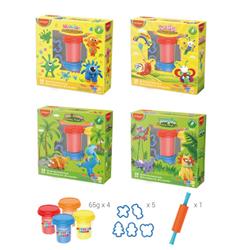 Ciastolina KEYROAD, 4x65g, 5 foremek, wałek, mix kolorów