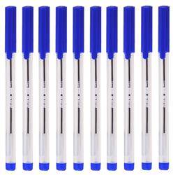 Długopis biurowy przezroczysty 1 mm MemoBe niebieski 10 szt. etui