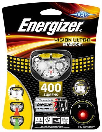 Latarka czołowa ENERGIZER Vision Ultra Headlight + 3szt. baterii AAA, żółta