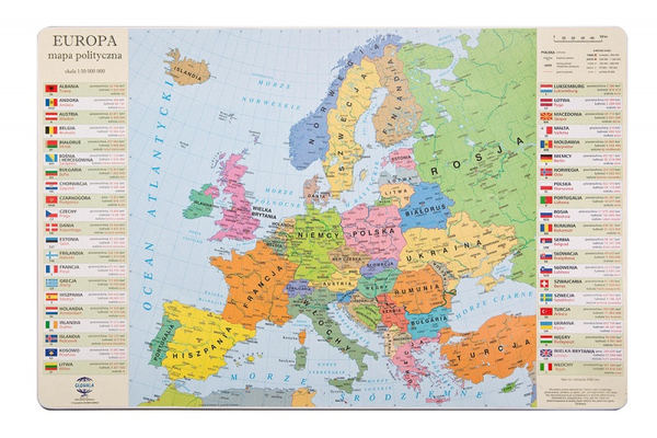 Podkładka na biurko GŁOWALA, mapa polityczna Europy, 58x38cm