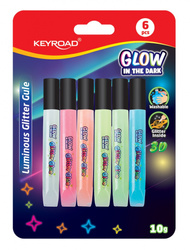 Klej brokatowy KEYROAD Luminious, fluorescencyjny, 6x10ml, blister, mix kolorów