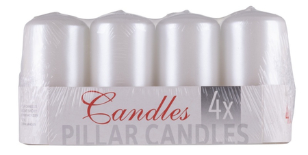 Świeca słupek DONAU HOME Standard Lakier, 50x100mm, 4 szt., biały perła