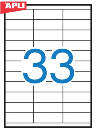 Etykiety uniwersalne APLI, 70x25,4mm, prostokątne, białe 100 ark.