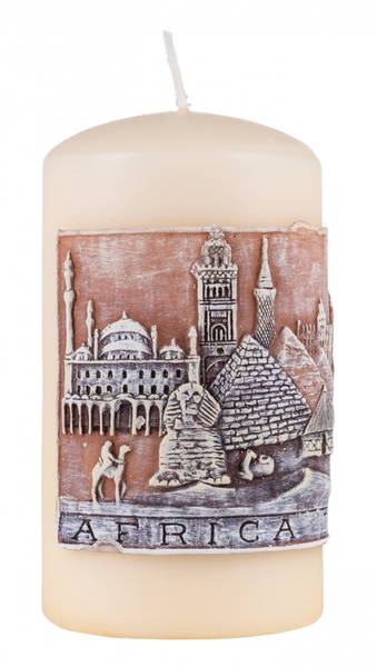 Świeca słupek DONAU HOME Africa Travel, 80x150mm, kremowy