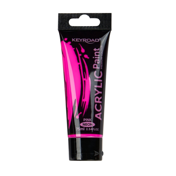 Farba akrylowa KEYROAD, neonowa, 75ml, tubka, różowa
