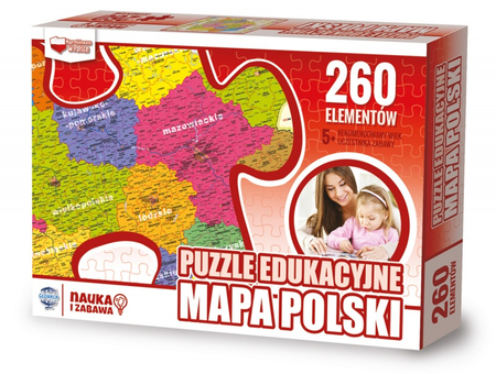 Puzzle edukacyjne GŁOWALA, mapa Polski, 260 elementów, 60x40cm