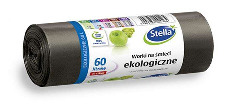 Worki na śmieci STELLA, ekologiczne, 60 l, 10 szt., czarny