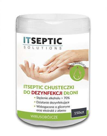 Chusteczki do dezynfekcji dłoni ITSEPTIC, mega tuba, 150szt.
