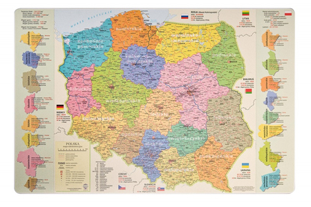 Podkładka na biurko GŁOWALA, mapa administracyjna Polski, 58x38cm