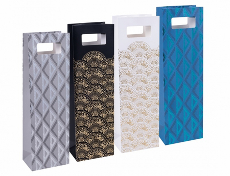 Torebka na alkohol DONAU HOME, laminowana, 12x41,5x8cm, całoroczna, z rączką, mix wzorów