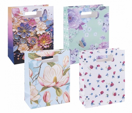 Torebka na prezenty DONAU HOME, laminowana, 26x32,5x10cm, całoroczna, z rączką, mix wzorów