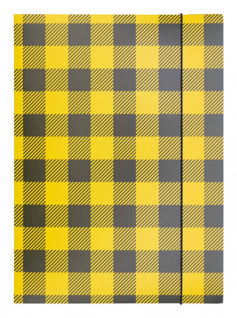 Teczka z gumką OFFICE PRODUCTS, karton/lakier, A4, 320gsm, 3-skrz., mix kolorów w kratę