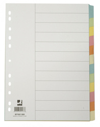 Przekładki Q-CONNECT, karton, A4, 223x297mm, 12 kart, mix kolorów