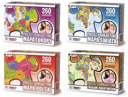 Puzzle edukacyjne GŁOWALA, mapa Europy, 260 elementów, 60x40cm
