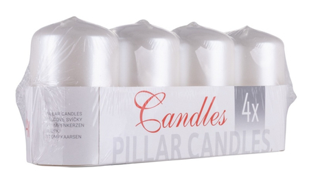 Świeca słupek DONAU HOME Adwent Lakier, 50x80mm, 4 szt., biały perła