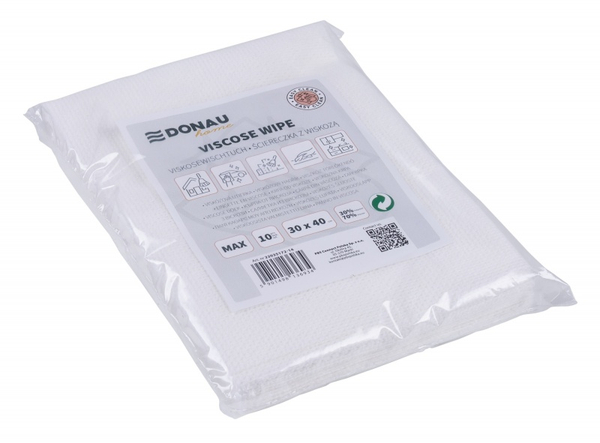 Ścierka DONAU HOME, z wiskozą 70%, składana, max, 30x40cm, 10 szt., biała