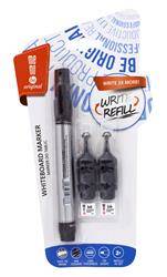 Marker do tablic suchościeralnych MEMOBE + 2 ampułki z zapasowym tuszem, okrągła końcówka, kolor czarny