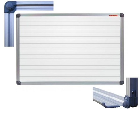 Tablica suchościeralna magnetyczna MEMOBE biała z nadrukiem linii (odległość co 2,5 cm), rama alu. Classic, 240x120 cm