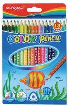 Kredki ołówkowe KEYROAD, trójkątne, 18szt., mix kolorów