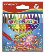 Kredki świecowe KEYROAD, 12szt., 8mm, pakowane na displayu, mix kolorów