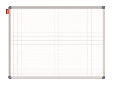 Tablica suchościeralna magnetyczna MEMOBE biała z nadrukiem w kratkę (2,5x2,5 cm), rama aluminiowa Classic, 90x60 cm