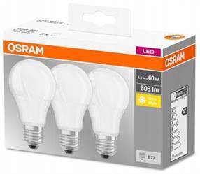 3x Żarówki LED OSRAM E27 8,5W LED VALUE CLASSIC A 60 ciepła 2700K