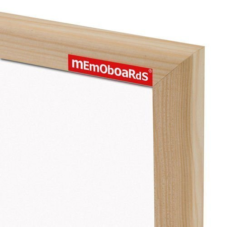 Tablica suchościeralna magnetyczna MEMOBE biała, rama drewniana, 70x50 cm