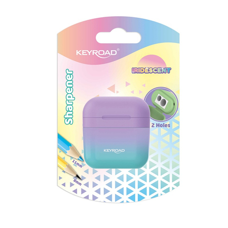 Temperówka plastikowa KEYROAD, opalizująca, podwójna, blister, mix kolorów
