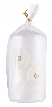 Świeca słupek DONAU HOME Dmuchawce, 70x130mm, biały