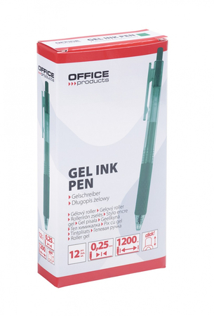 Długopis automatyczny żelowy OFFICE PRODUCTS,  gr. linii 0,25mm, dł. linii 1200m, zielony
