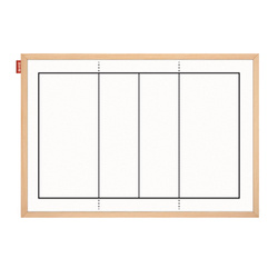 Tablica taktyczna MEMOBE, such-mag biała, boisko do piłki siatkówki, rama drewniana, 60x40 cm