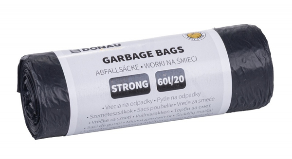 Worki na śmieci DONAU HOME, mocne (LDPE), 60l, 20 szt., czarne