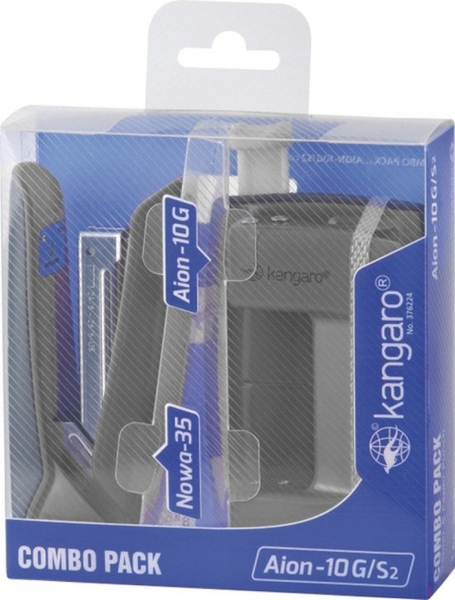 Zestaw zszywacz Nowa-35 + dziurkacz Aion-10G, pudełko z zawieszką, metaliczny szary