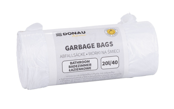Worki na śmieci DONAU HOME, łazienkowe (HDPE), 20l, 40 szt., białe