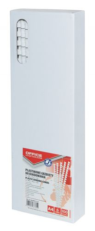 Grzbiety do bindowania OFFICE PRODUCTS, A4, 6mm (25 kartek), 100 szt., białe
