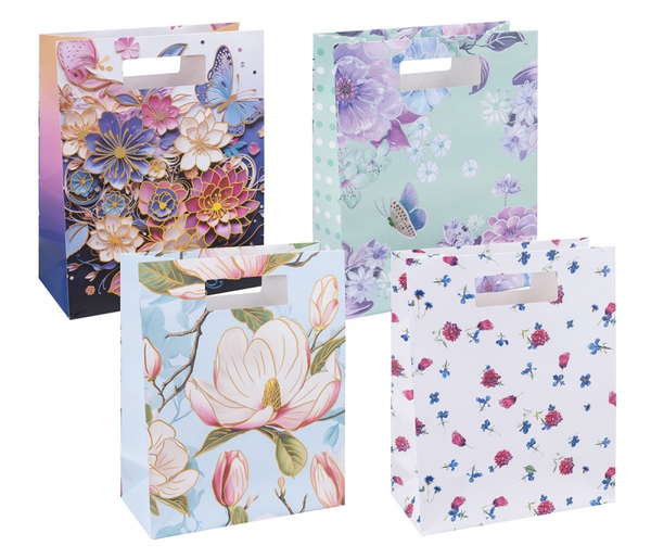 Torebka na prezenty DONAU HOME, laminowana, 26x32,5x10cm, całoroczna, z rączką, mix wzorów