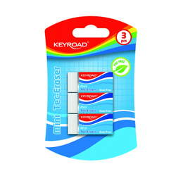 Gumka do ścierania KEYROAD, mini, techniczna, 3 szt., blister, biała