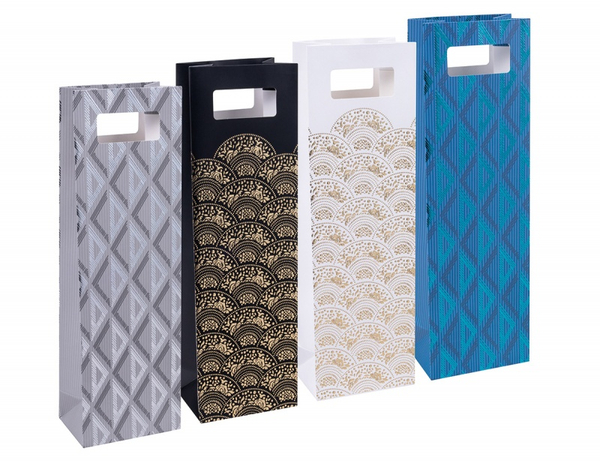 Torebka na alkohol DONAU HOME, laminowana, 12x41,5x8cm, całoroczna, z rączką, mix wzorów