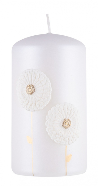 Świeca słupek DONAU HOME Dmuchawce, 70x130mm, biały